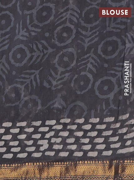 Grey Chanderi Bagru Saree