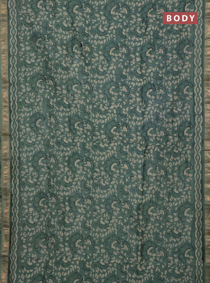 Pastel Green Chanderi Bagru Saree