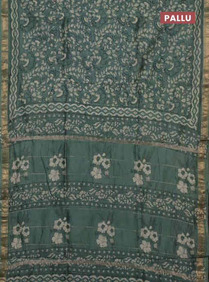 Pastel Green Chanderi Bagru Saree