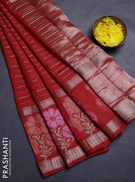 Orange Semi Chanderi - Embroidery