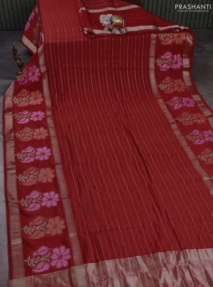 Orange Semi Chanderi - Embroidery
