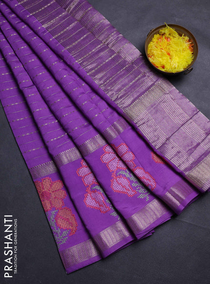 Lavender Semi Chanderi - Embroidery