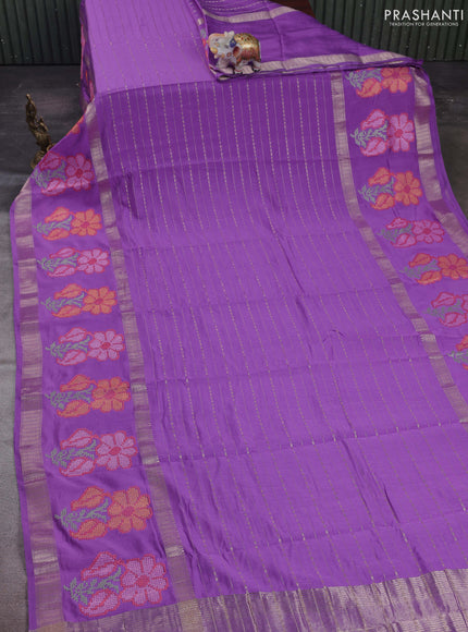 Lavender Semi Chanderi - Embroidery