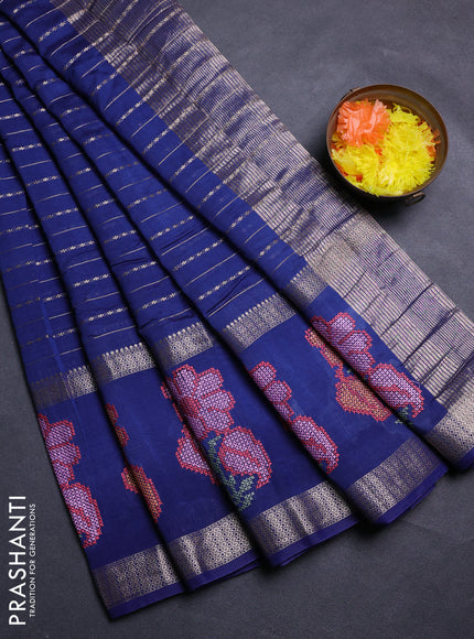 Blue Semi Chanderi - Embroidery