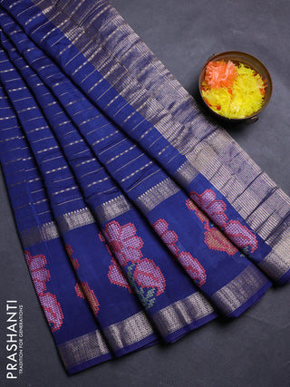 Blue Semi Chanderi - Embroidery