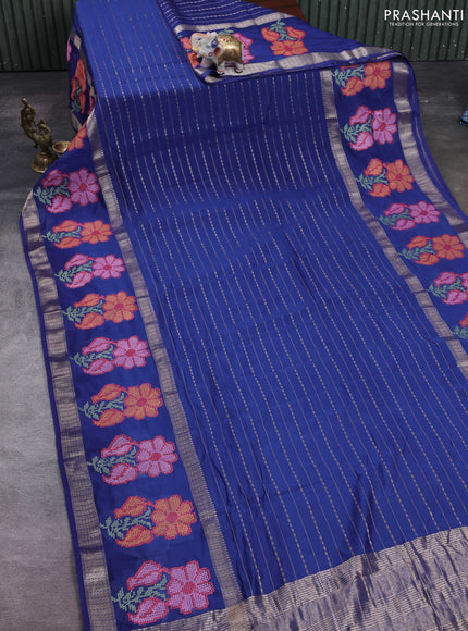Blue Semi Chanderi - Embroidery