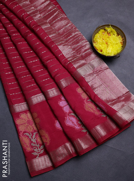 Red Semi Chanderi - Embroidery