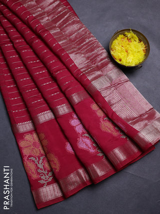 Red Semi Chanderi - Embroidery