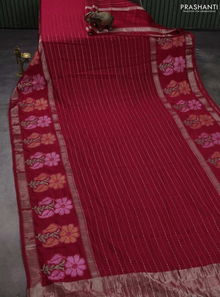 Red Semi Chanderi - Embroidery