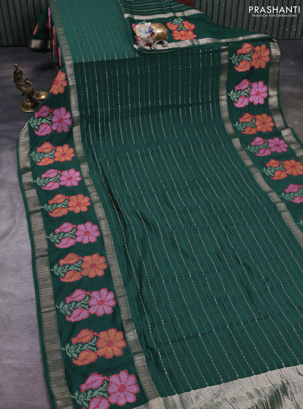 Green Semi Chanderi - Embroidery
