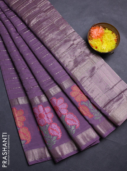 Pastel Lavender Semi Chanderi - Embroidery