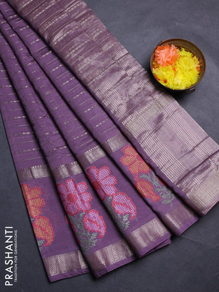 Pastel Lavender Semi Chanderi - Embroidery