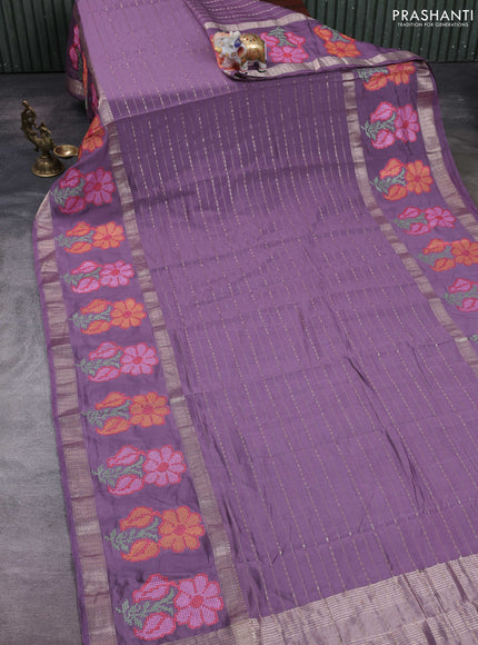 Pastel Lavender Semi Chanderi - Embroidery