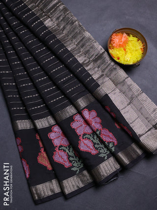 Black Semi Chanderi - Embroidery