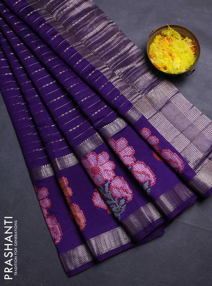 Violet Semi Chanderi - Embroidery