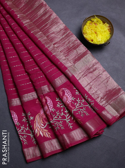 Pink Semi Chanderi - Embroidery
