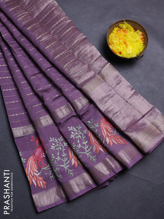 Pastel Lavender Semi Chanderi - Embroidery