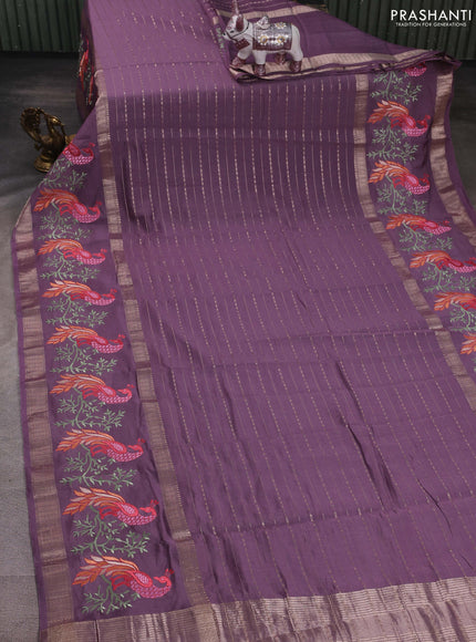 Pastel Lavender Semi Chanderi - Embroidery