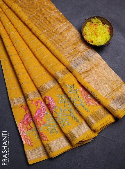 Yellow Semi Chanderi - Embroidery