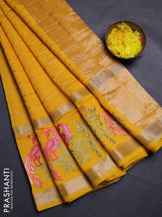 Yellow Semi Chanderi - Embroidery