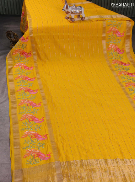 Yellow Semi Chanderi - Embroidery