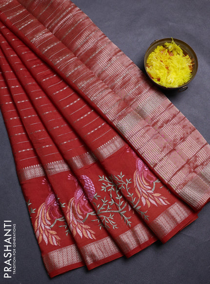Orange Semi Chanderi - Embroidery