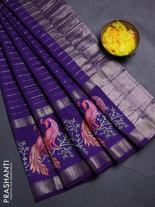 Violet Semi Chanderi - Embroidery