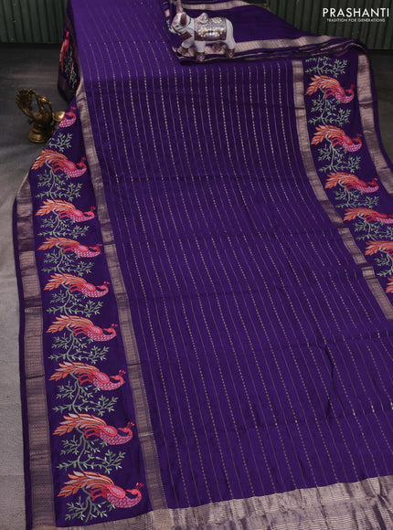 Violet Semi Chanderi - Embroidery