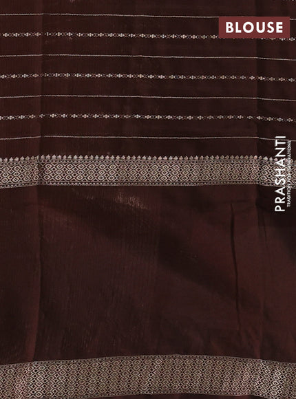 Coffee Brown Semi Chanderi - Embroidery