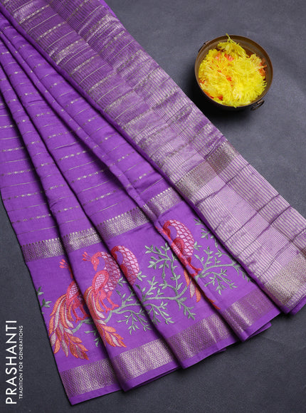 Lavender Semi Chanderi - Embroidery