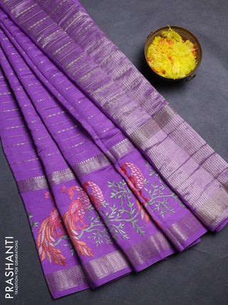 Lavender Semi Chanderi - Embroidery