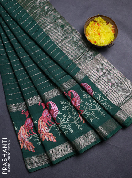 Green Semi Chanderi - Embroidery