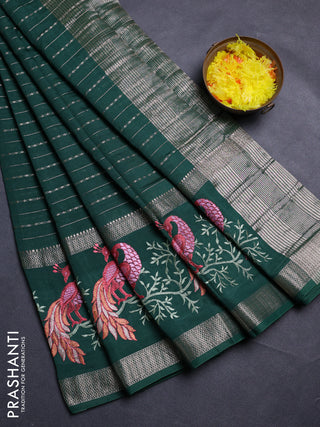 Green Semi Chanderi - Embroidery