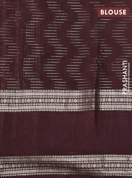 Coffee Brown Semi Chanderi - Embroidery