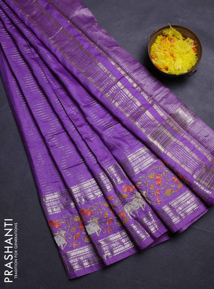 Lavender Semi Chanderi - Embroidery