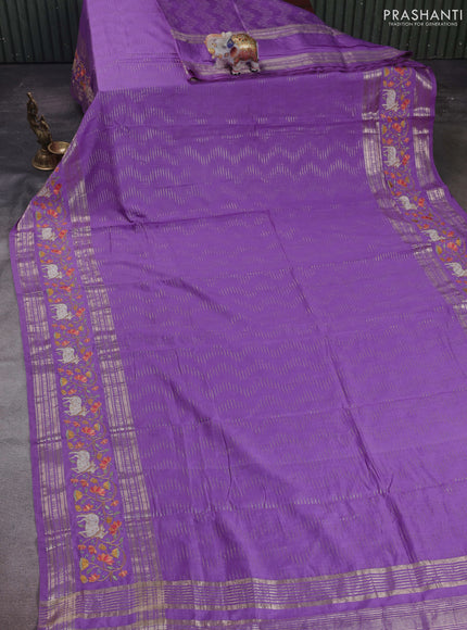 Lavender Semi Chanderi - Embroidery