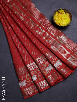 Orange Semi Chanderi - Embroidery