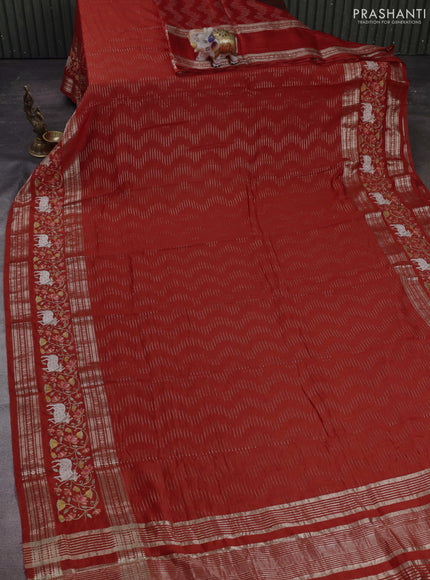 Orange Semi Chanderi - Embroidery