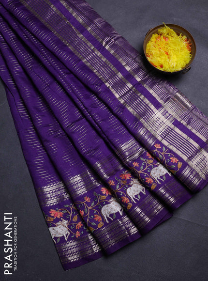 Violet Semi Chanderi - Embroidery