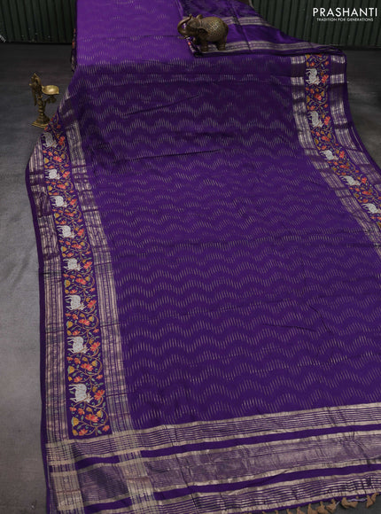Violet Semi Chanderi - Embroidery