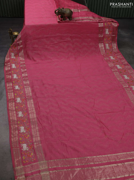 Peach Pink Semi Chanderi - Embroidery