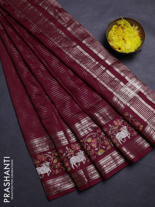 Maroon Semi Chanderi - Embroidery