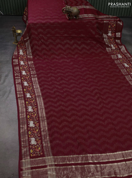 Maroon Semi Chanderi - Embroidery
