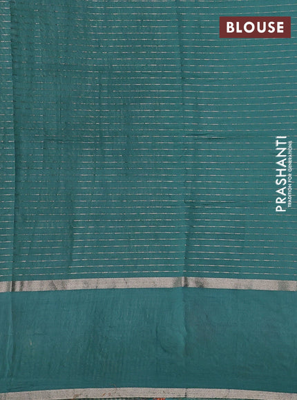 Teal Green Semi Chanderi - Embroidery