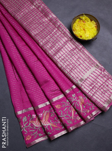 Pink Semi Chanderi - Embroidery