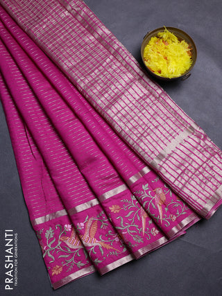 Pink Semi Chanderi - Embroidery