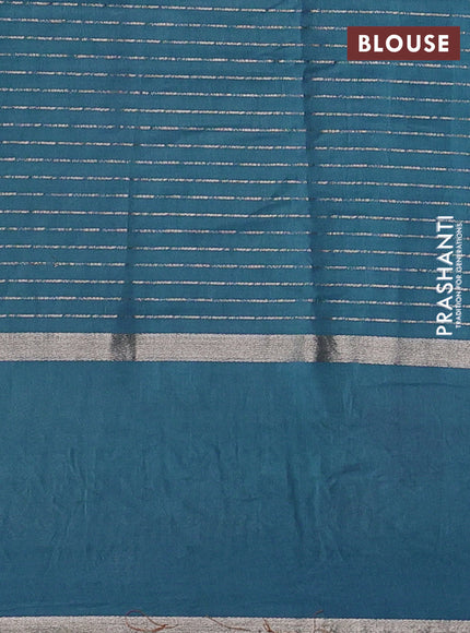 Cs Blue Semi Chanderi - Embroidery