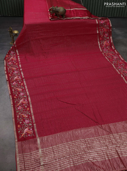 Red Semi Chanderi - Embroidery