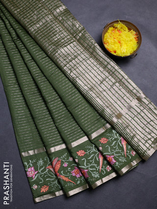 Sap Green Semi Chanderi - Embroidery