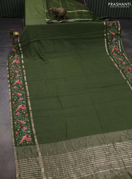 Sap Green Semi Chanderi - Embroidery